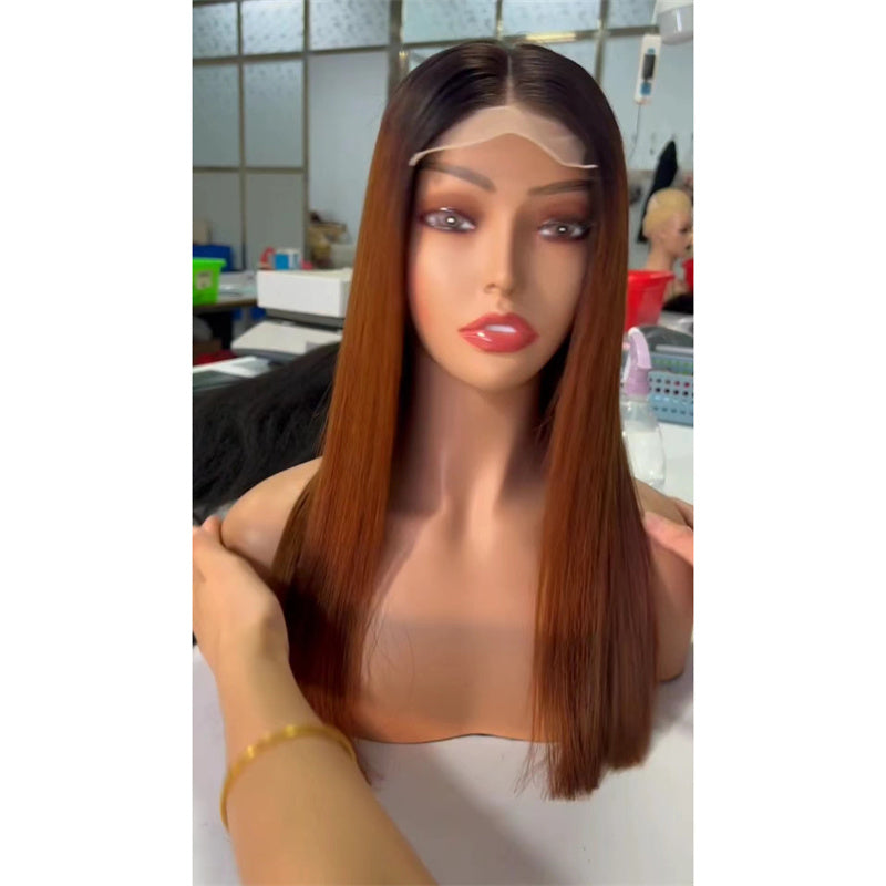 Human Hair Lace Bob Wigs Straight T1/4# Color