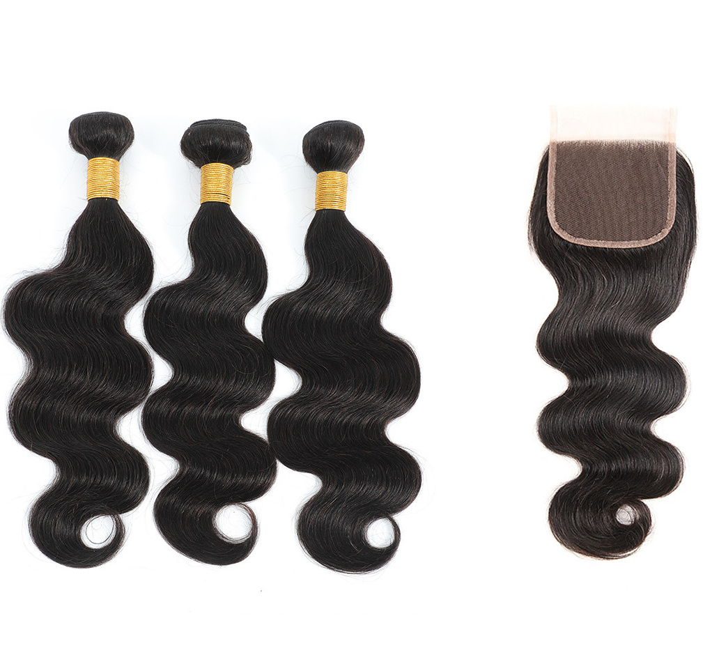 Human Hair 3+1 Body Wave Hair Bundles&4x4 Closure