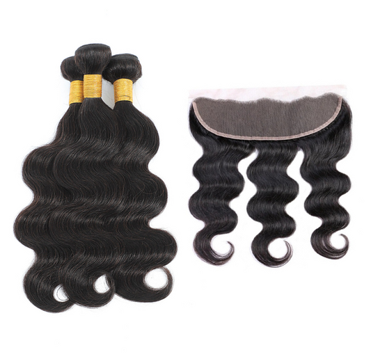 Human Hair 3+1 Body Wave Hair Bundles&13x4 Closure