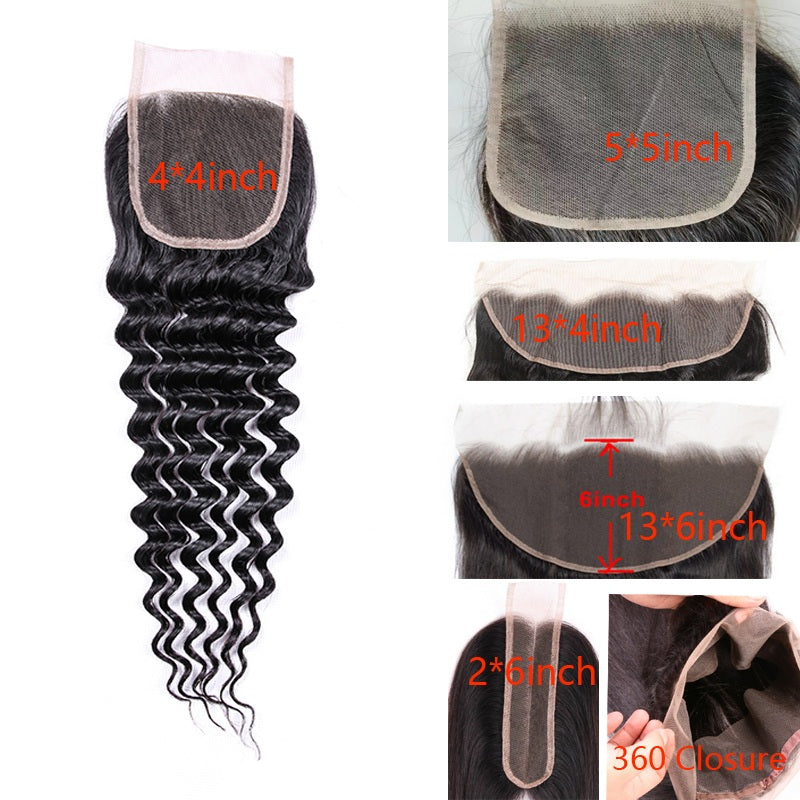 Lace Frontal Closure Deep Wave Human Hair  Lace Frontal