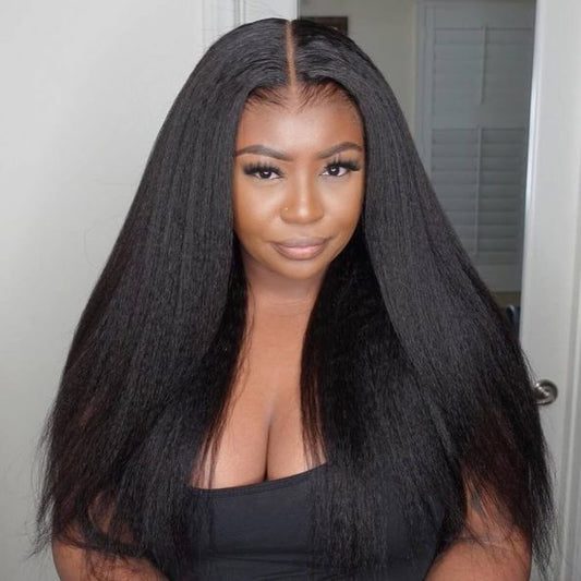 360 Full Lace Human Hair Wigs Kinky Straight Density 180%