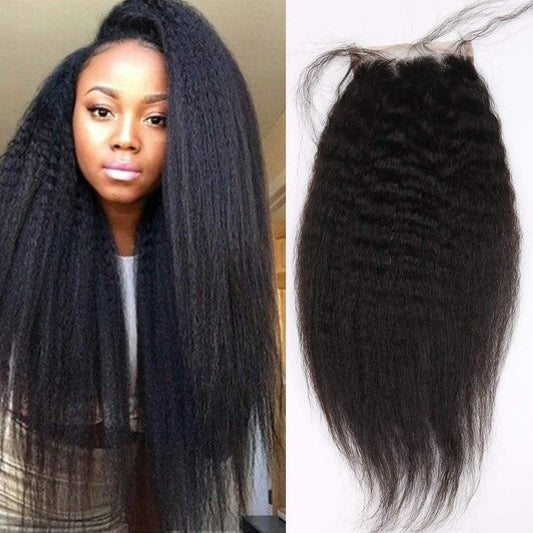 5x5Closure Kinky Straight Human Hair Lace Frontal