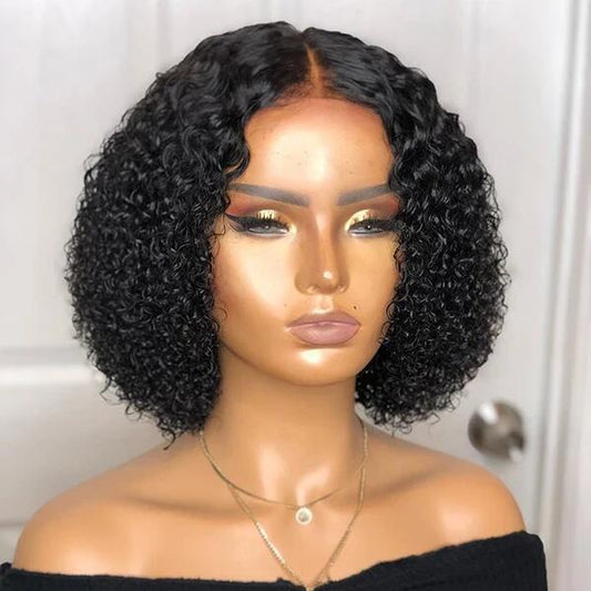 5x5 Human Hair Bob Wigs Jerry Curly Density 180%